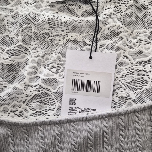 Princess Polly Light Gray Lace Top - Picture 2 of 3